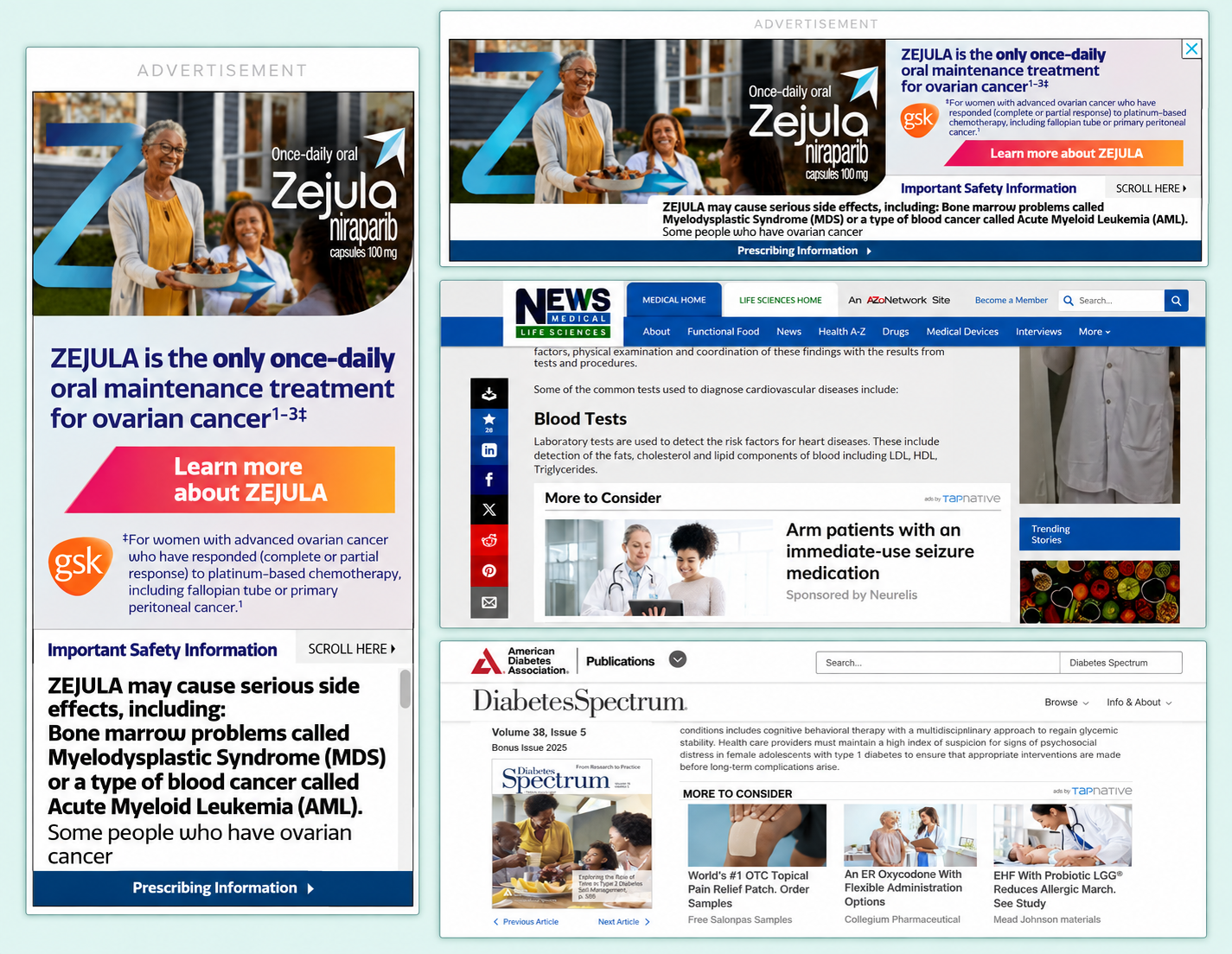Healthcare professional advertising placements